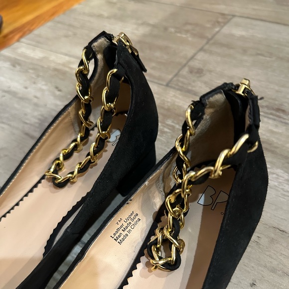 BP Black Suede Chain Strap Heels - Picture 3 of 7